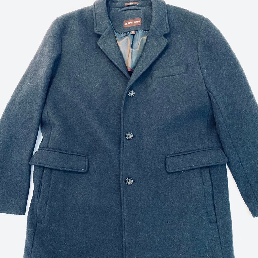 Michael Kors charcoal grey wool blend dress coat Mens Size XL classic luxury - Picture 2 of 14